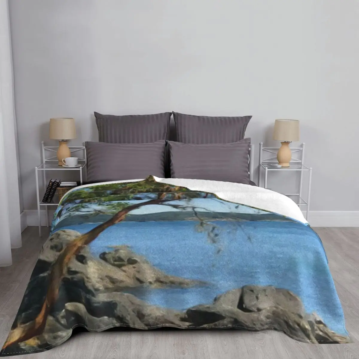 Сцена океана с Arbutus: ультрамягкое одеяло из микрофлиса