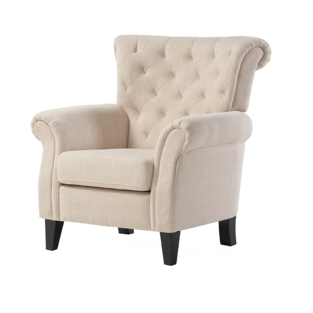 

Noble House Benjamin Tufted Fabric Club Chair, Light Beige