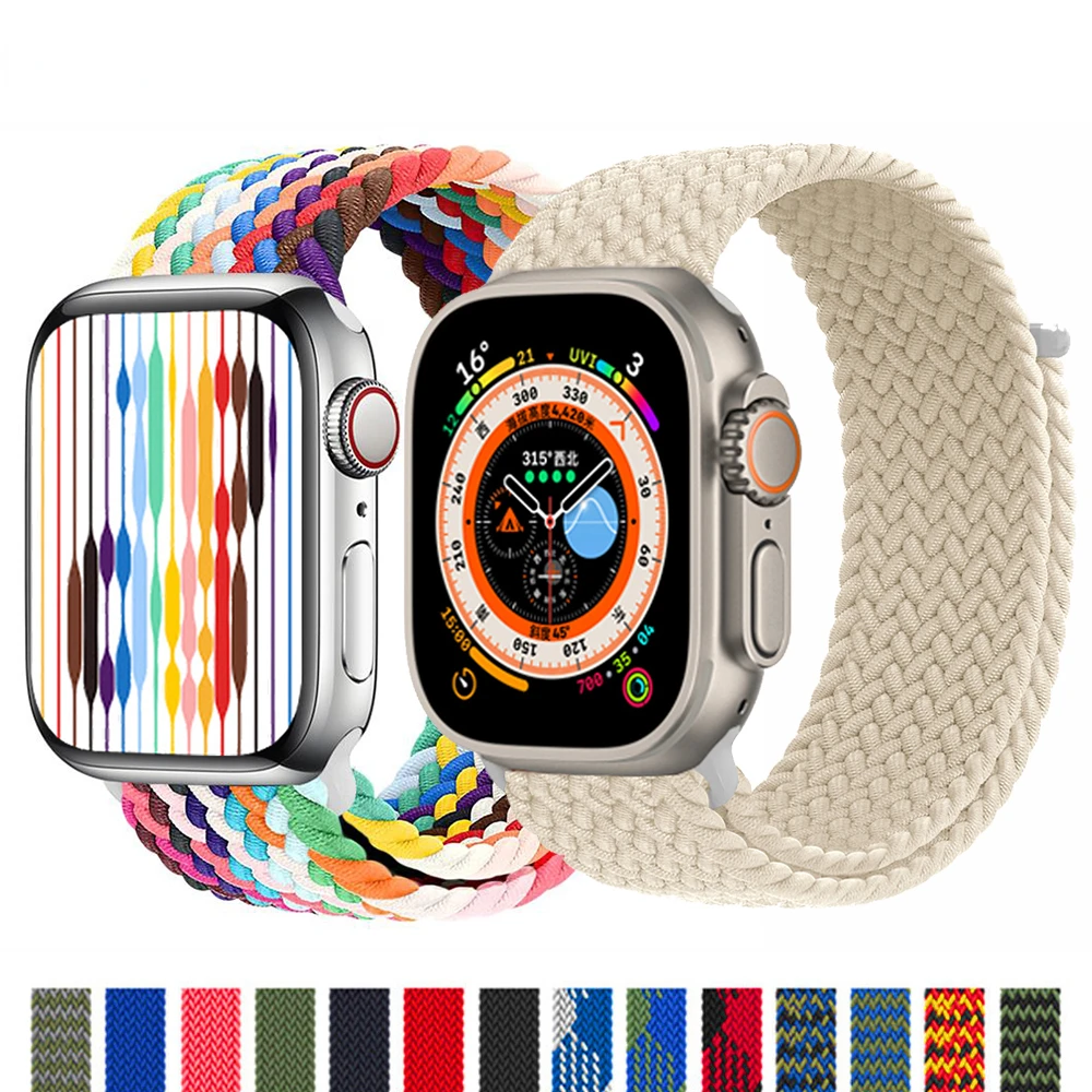 

Braided Loop For Apple watch Band 44mm 40mm 45mm 49mm 41mm 38mm 45 mm Elastic Solo bracelet iWatch series 8 se 7 3 6 Ultra Strap