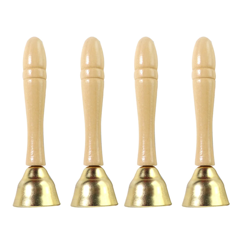 

4 Pcs Strike The Brass Bell Childrens Toys Educational Funny Ring Kids Early Wooden Handheld School Handbell Plaything