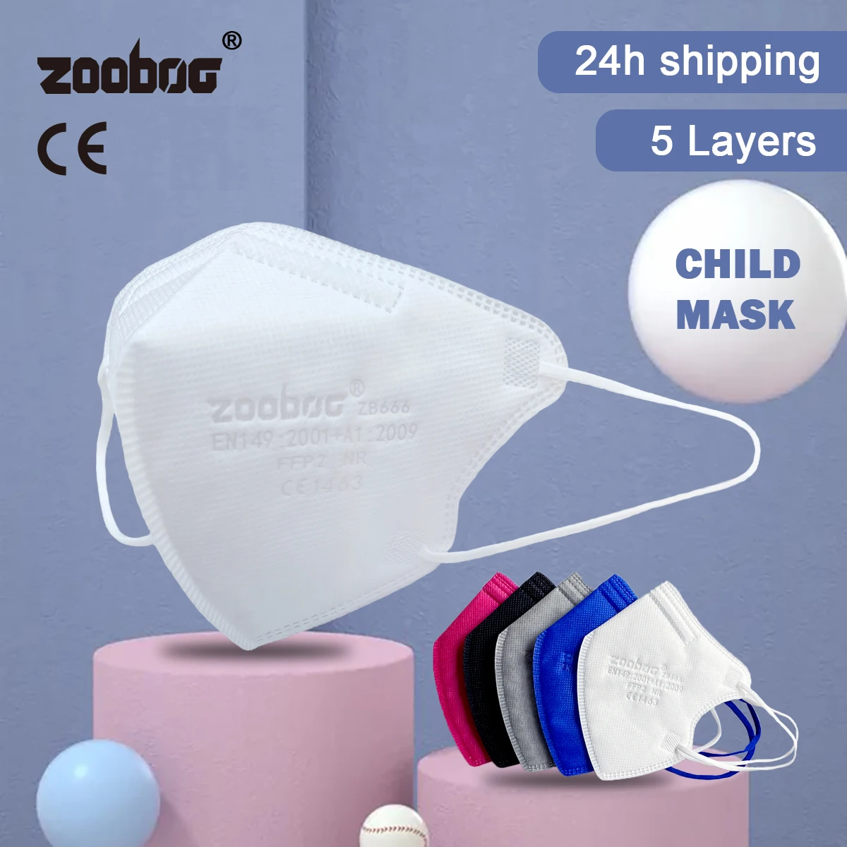 

Zooboo милые маскарадные маски ffp2 для детей KN95 5 слоев цветная FFP2 маска для лица для мальчиков и девочек CE защитные маскарадные маски