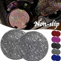 car coaster water cup slot non slip mat silica gel pad cup diamond rhinestones bling car water coaster for woman and girls
