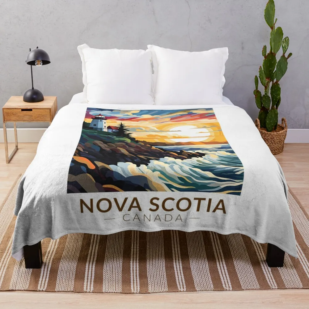 Nova Scotia Канада маяк путешествие искусство винтажное одеяло роскошное