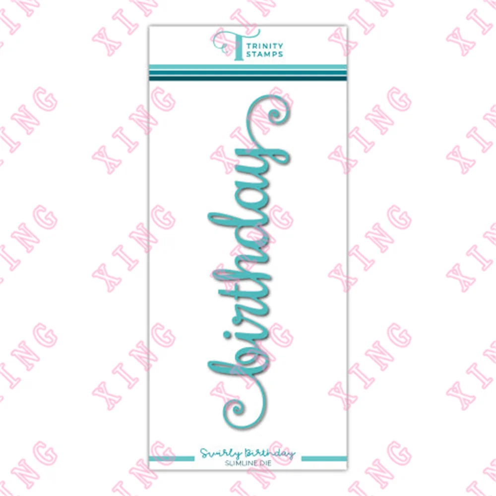 

2022 New Scrapbook Embossing Decoration Swirly Birthday Sentiment Slimline Die Diy Gift Card Craft Blade Punch Reusable Template