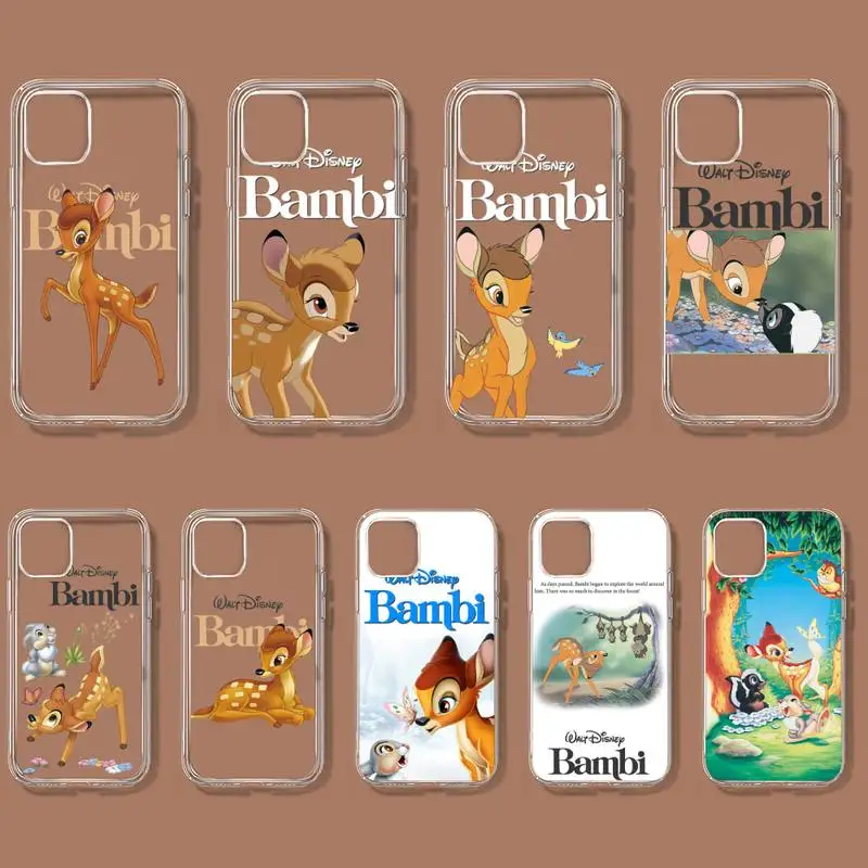

Disney Cartoon Bambi Phone Case For Xiaomi10T 11 Note10 Redmi7 8 9 S Pro K40 Poco3 Transparent Shell