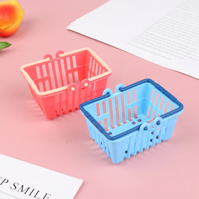 

Mini Supermarket Shopping Hand Basket Model 1/12 Doll House Miniature Furniture for Dollhouse Shopping Basket Pretend Play Toys