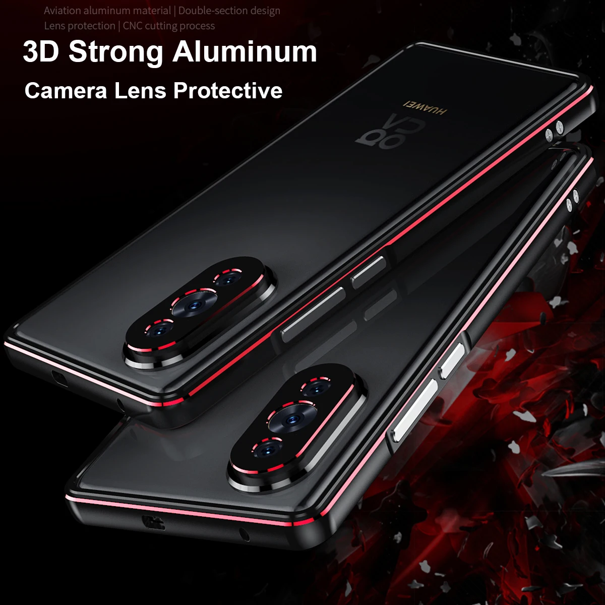 

3D Strong Metal Bumper Case For Huawei Nova 10 Pro Mate 60 Aluminium Camera Lens Protector Frame Shockproof Armor Phone Cover