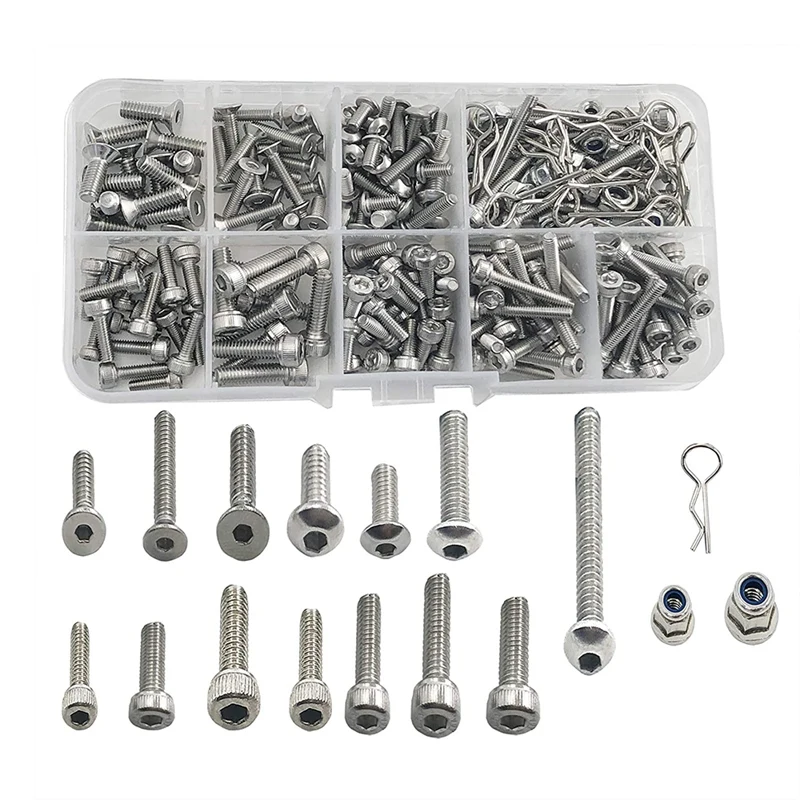 

205PCS RC Screws Kit M3 M4 Screws R Pin M3 M4 Wheel Hexagon Nut for Traxxas Slash 4X4 Short Truck Off-Road RC Car Truck
