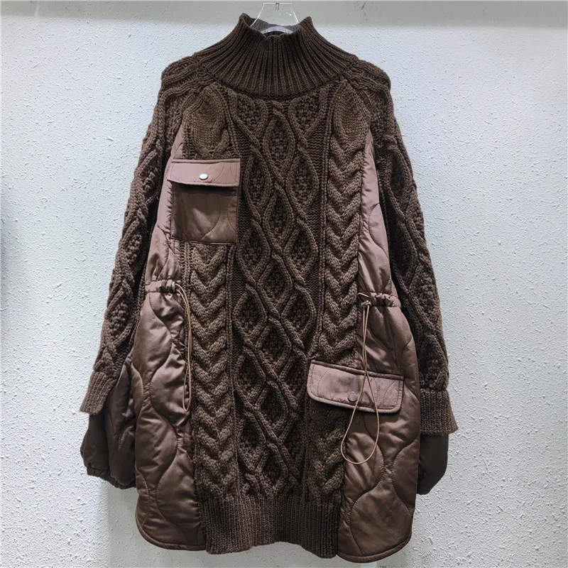 Модный нишевый дизайн женский тканый теплый свитер с длинными рукавами зима 2025
