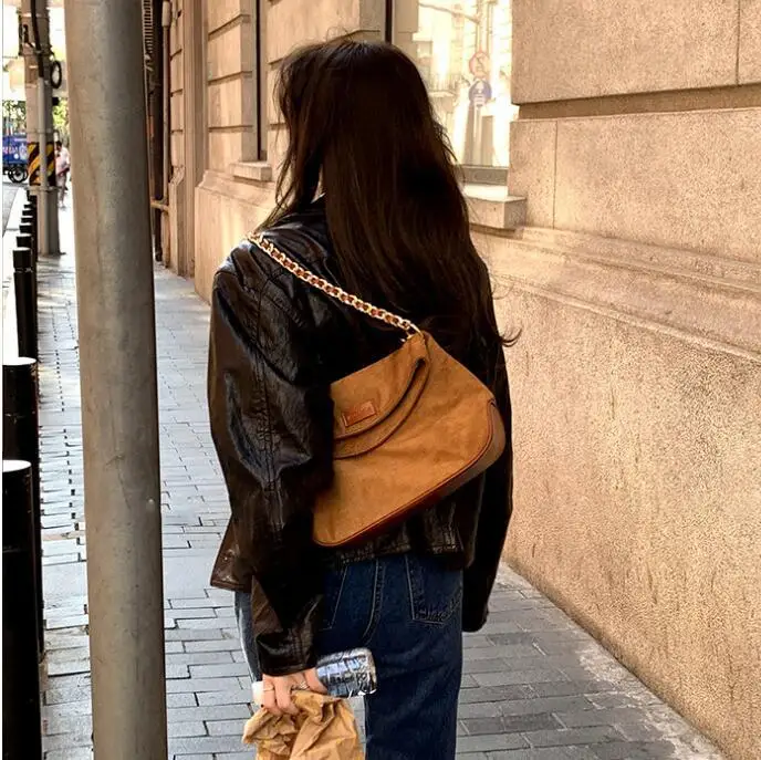 

Винтажные женские сумки с клапаном и цепочками, коричневые кошельки из искусственной замши и кожи, женские сумки через плечо