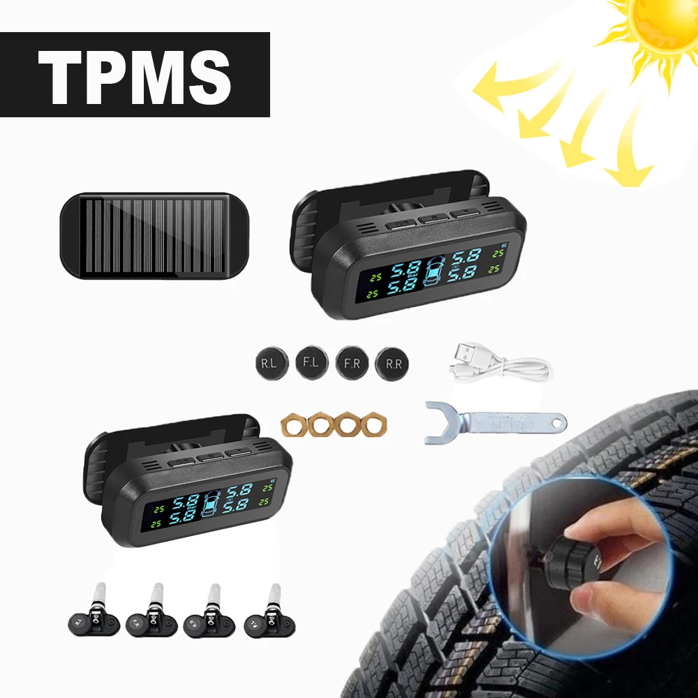 

Smart Solar TPMS Car Tire Pressure Alarm Monitor System 4 Sensors Display Solar Intelligent Tyre Pressure Temperature Warning