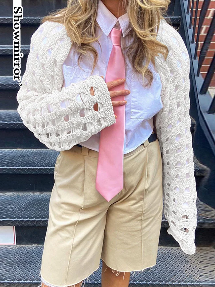 

Женский ТРИКОТАЖНЫЙ УКОРОЧЕННЫЙ ТОП с длинным рукавом и зеркальным вырезом, Повседневная футболка в стиле преппи, Милая футболка Y2K, модель ...