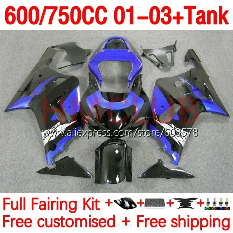 

+ Инъекция резервуара для SUZUKI GSXR 750 600 CC GSXR600 K1 GSXR750 01 02 03 голубая Глянцевая фотолаборатория 2001 2002 обтекатель OEM 179No.78