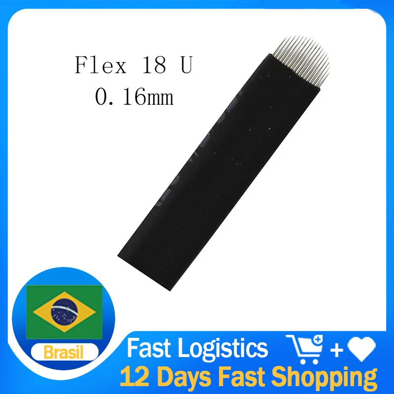 

50pcs 0.16mm Black 18 U Laminas Agulhas Tebori Microblading Blades Nano Needles Permanent Makeup Supplies For Eyebrow Manual Pen