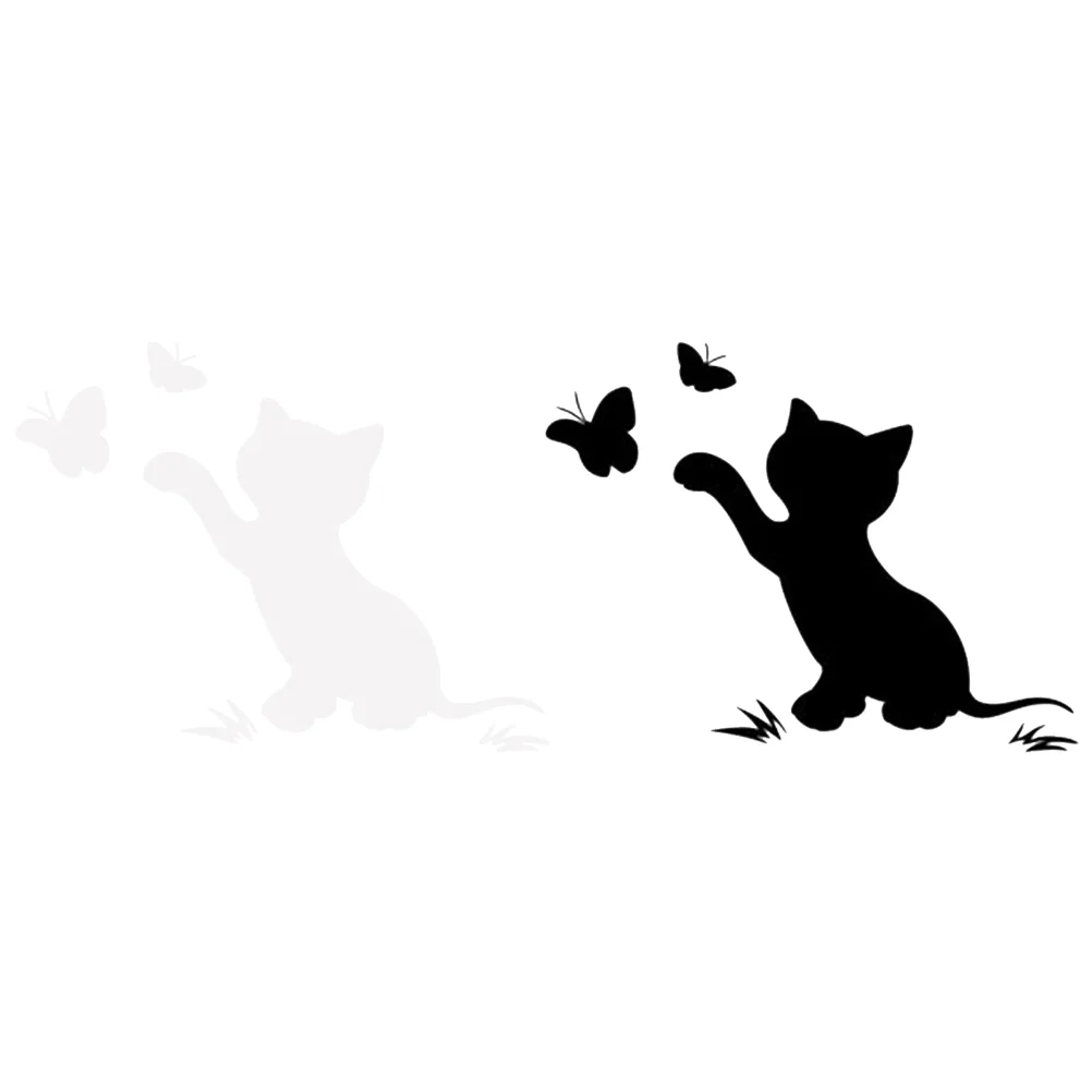 

4pcs Car Stickers Lovely Cat Stickers White and Black, Cat Mural Decal Cat Fluttering Pattern for Car Postbox Window Loptop