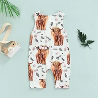 0 18m infant baby girls jumpsuit sleeveless crew neck cow flower print summer romper for casual