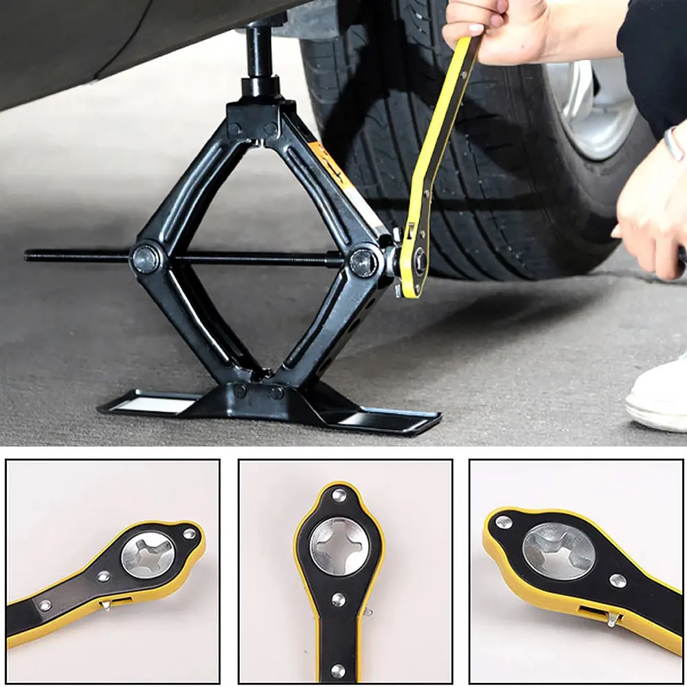 Foldable Car Labor-saving Jack Ratchet Wrench Scissor Jack Garage Tire Wheel Lug Handle Labor-saving Wrench Car Repair Tool