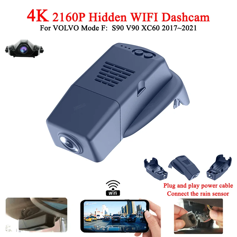 

For Volvo XC60 S90 V90 2017-2021 Front and Rear 4K Dash Cam for Car Camera Recorder Dashcam WIFI Car Dvr Recording Devices