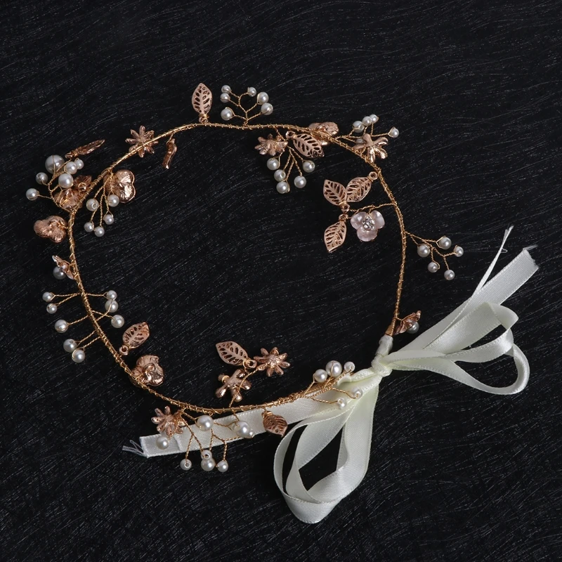 

Bride Leaf Pearl Hair Clips Crown Hairband For Women Wedding Hair Accessories