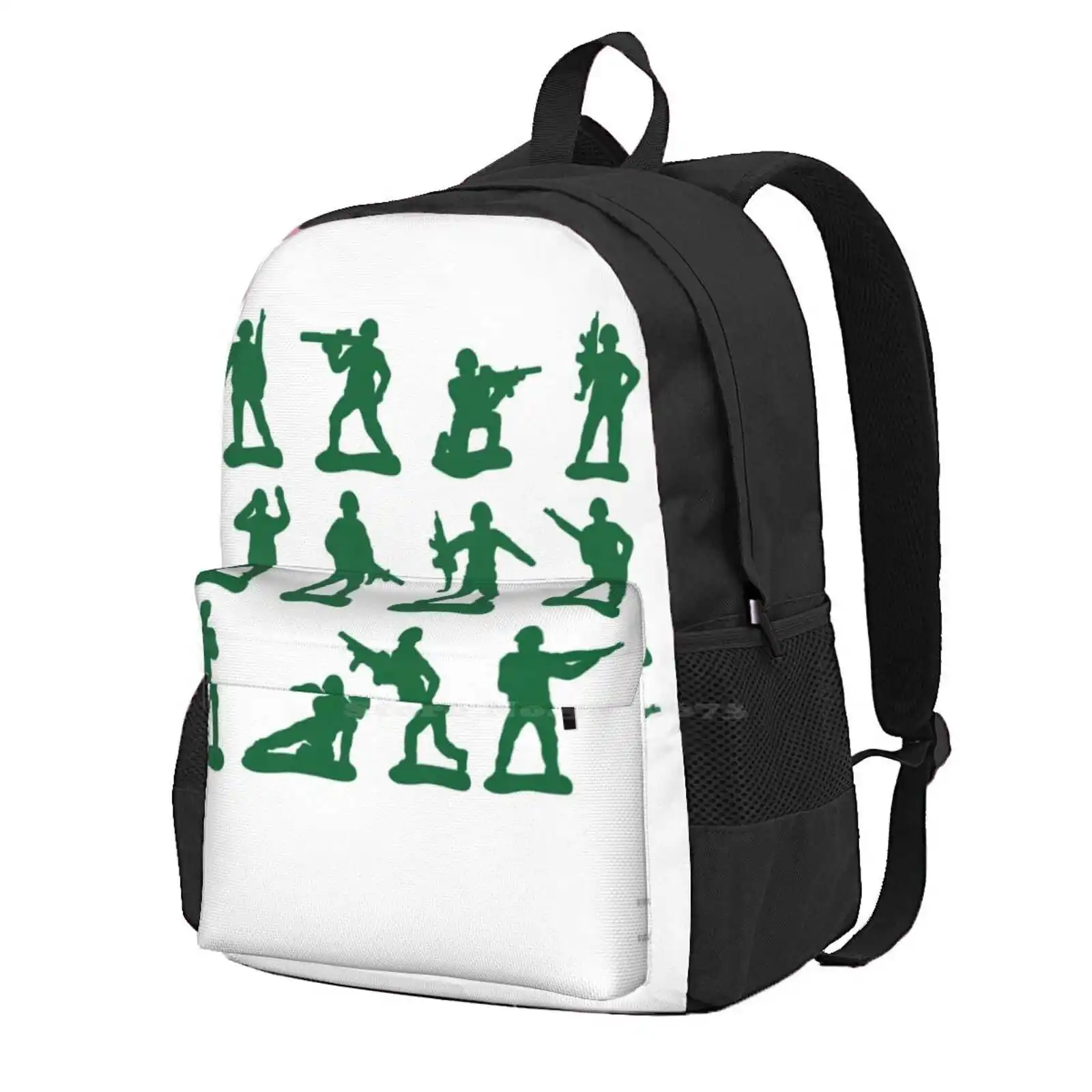 Army Man Graphics School Bags Travel Laptop Backpack Army Soldier Green Plastic Guys Military Toy Men Silhouette