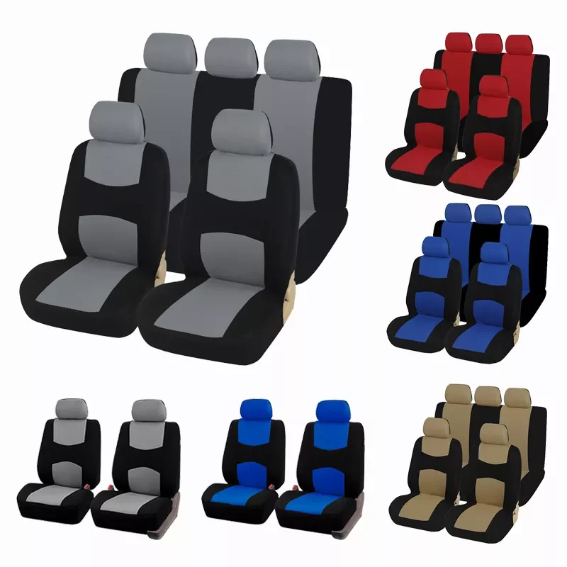 

Unique Flat Cloth Car Seat Cover ( Detachable Headrests and Solid Bench) Interior Accessories Universal Car Seat Cover