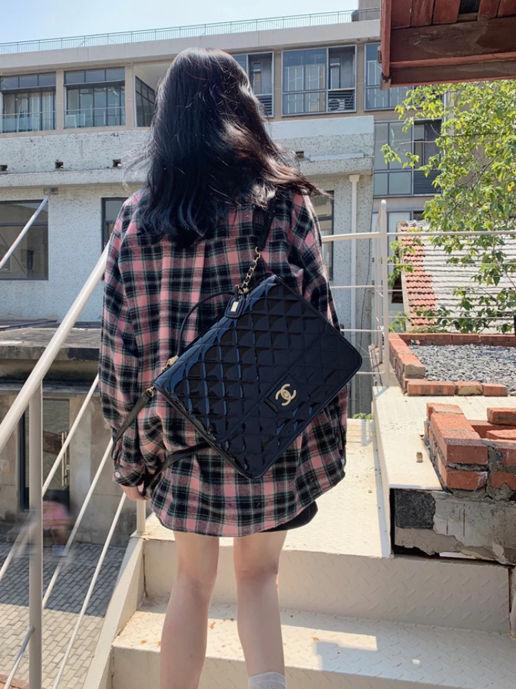 Клетчатые рубашки женские ретро весенние свободные повседневные однобортные