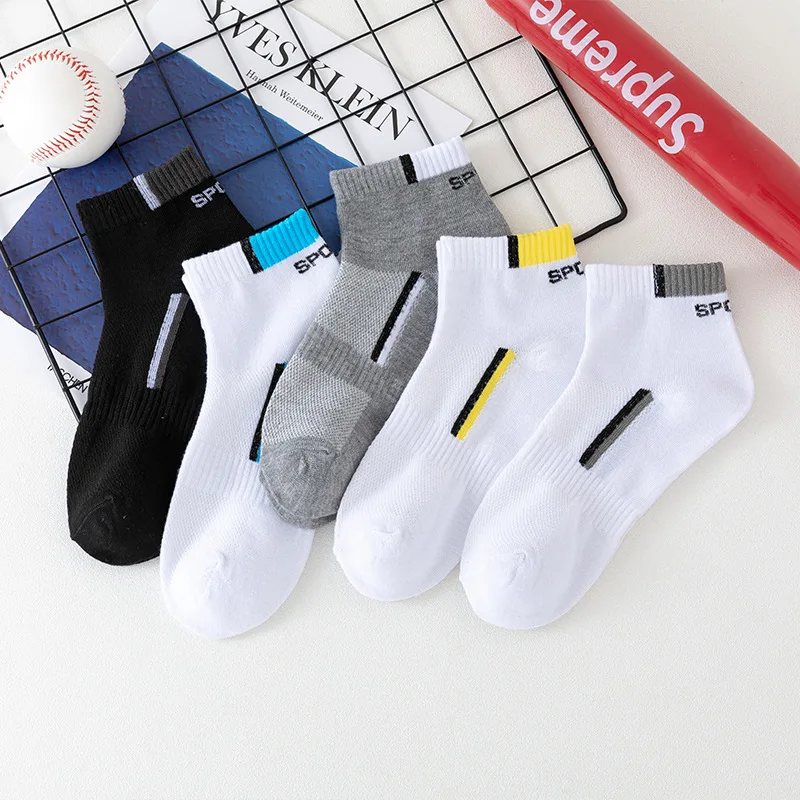Men's Socks Cotton Summer Thin Breathable Sport Mesh Boat Socks Sweat Wicking Breathable Odor Proof Short Tube Sports Socks 1Pcs