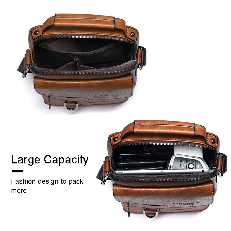 Men Crossbody Bag Shoulder Bags Vintage Men Handbags Large Capacity PU Leather Bag For Man Messenger Bags Tote Bag