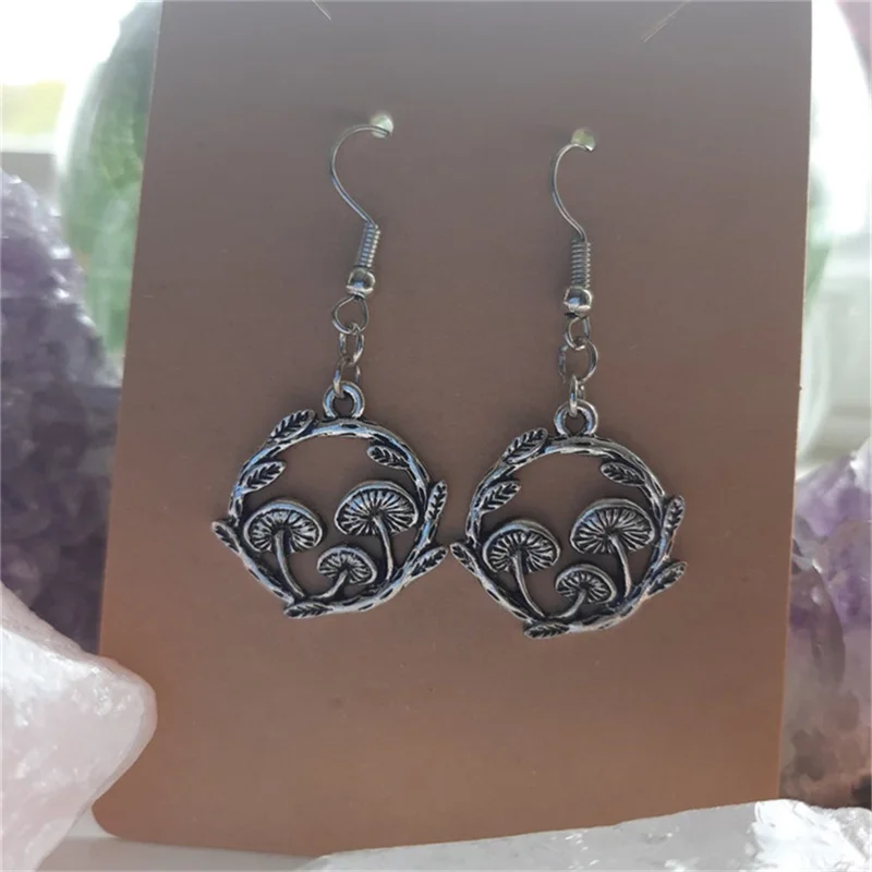

Vintage Creative Ethnic Style Silver Color Round Spring Mushroom Ladies Earrings Party Daily Travel Travel Gift Bohemia Jewelry