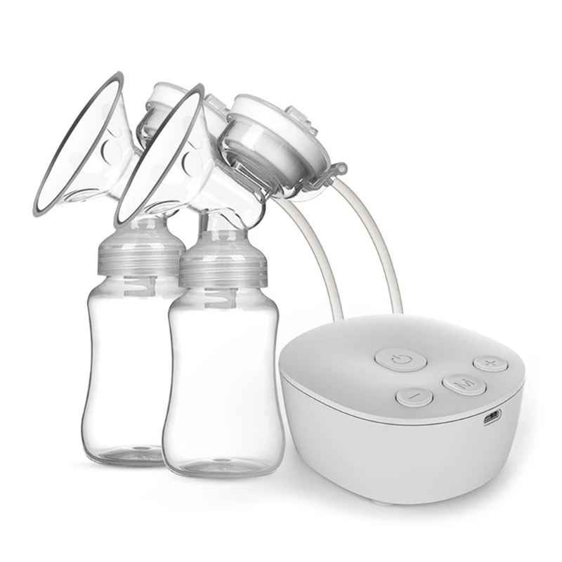 ZK20 Electric Double Breast Pump Kit With 2 Bottles USB Powerful Breast Massager Baby Breast Milk Extractor