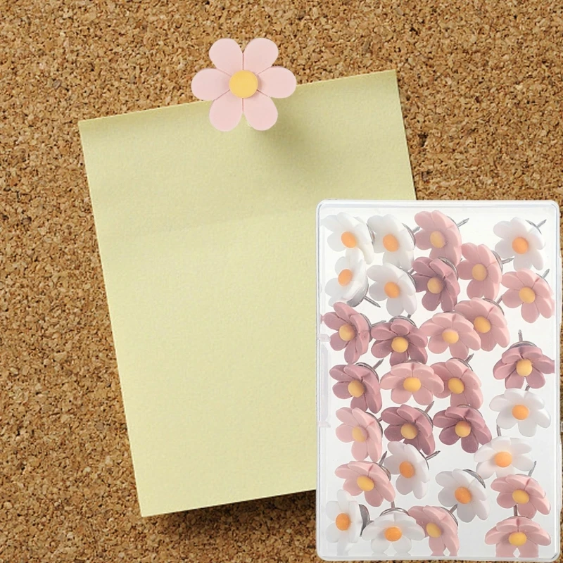 Набор из 30 декоративных кнопок с цветами для пробковой доски кнопки АБС-пластика