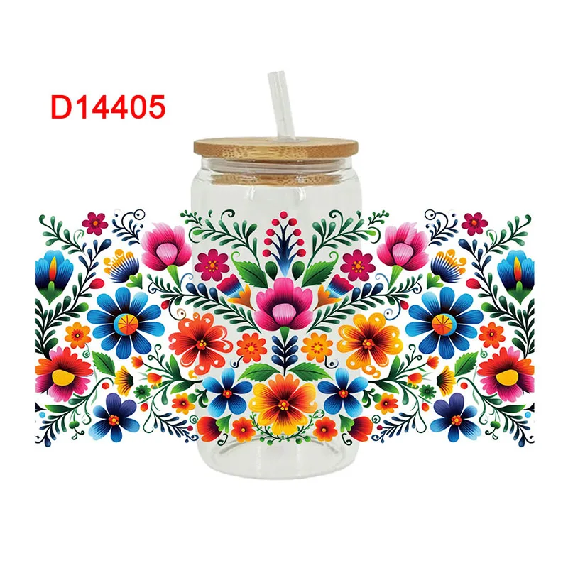 

3D UV DTF передает наклейки 16 унций, цветочный принт для DIY стекла, керамики, металла, кожи и т. д. D14149