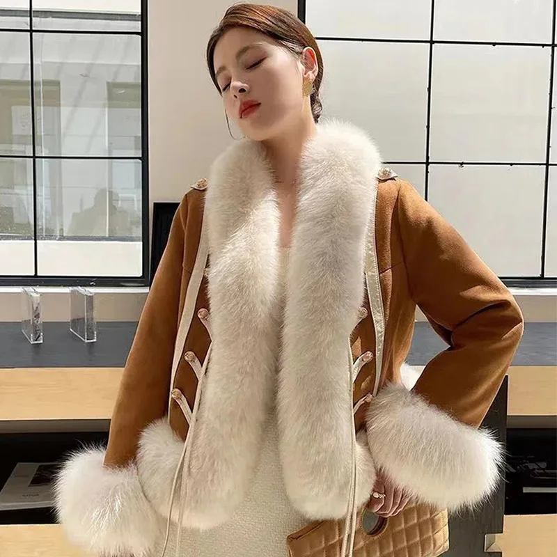 Temperament Beauties Fur Coat Women New Winter 2022 Short Faux Fox Fur One Fashion Thick Warm Loose Plush Coats Female TT418