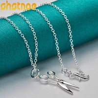 925 sterling silver scissors pendant necklace 16 30 inch chain for women party engagement wedding fashion charm jewelry
