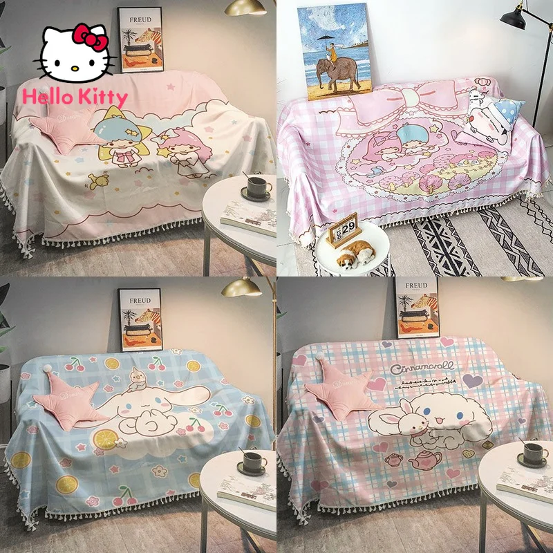 

Чехол для дивана с рисунком Hello Kitty, Полностью покрывающий грязный пыленепроницаемый милый универсальный чехол для дивана, гобелен, искусст...
