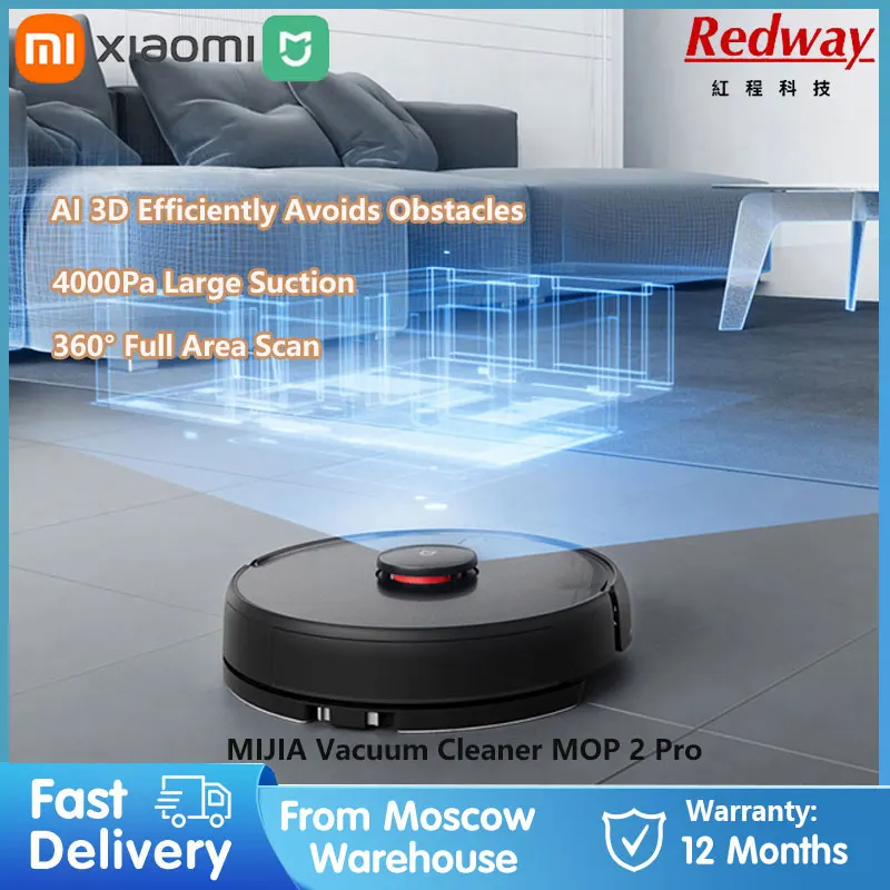 

XIAOMI MIJIA Cleaning MOP 2 Pro Household Sweeping Mopping Robot LDS Laser Navigation 4KPa Suction Power Smart Planned Map