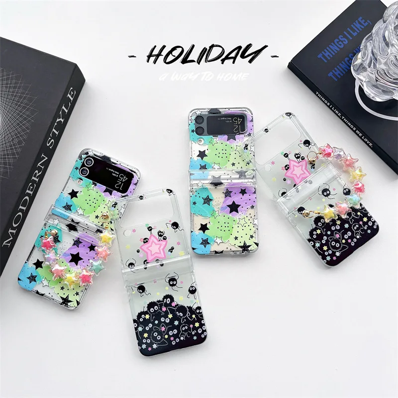 

Cartoon Star Carbon Ball Phone Case for Samsung Galaxy Z Flip 5 4 3 Protective Back Cover for ZFlip3 ZFlip4 ZFlip5 Case Shell