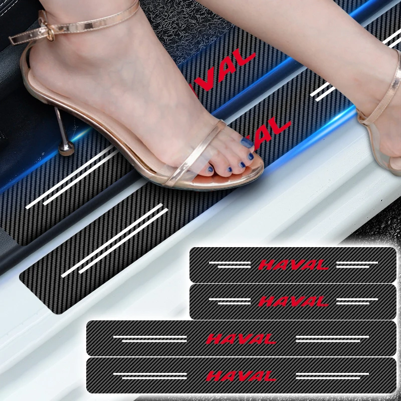 

4pcs New Carbon Fiber Car Door Threshold Sill Scuff Anti Sticker For Haval H6 M6 H2S H4 H7 H5 H8 H9 H1 F5 F7X F7 Car Accessories