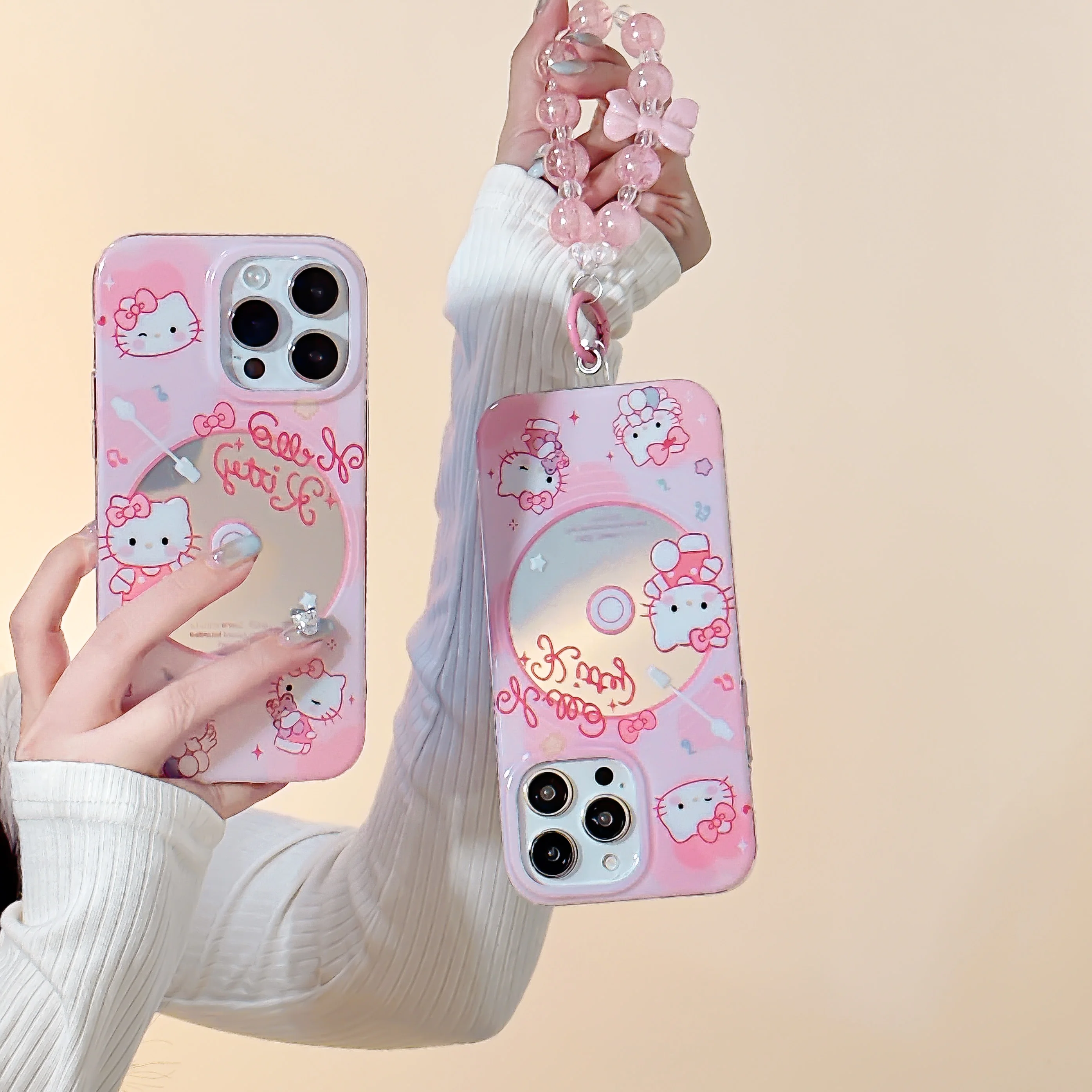 

New Rendering Sanrio Hello Kitty Cute Phone Cases For iPhone 14 13 12 11 Pro Max XR XS Plus Back Cover With cute butterfly beads
