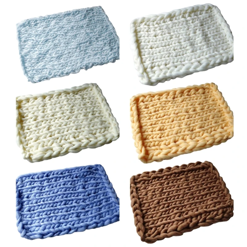 

Q81A Newborn Photography Props Blanket Baby Photo Shoot Props Basket Fillers Rug Handknit Back Drop Blanket for Babies 20’’