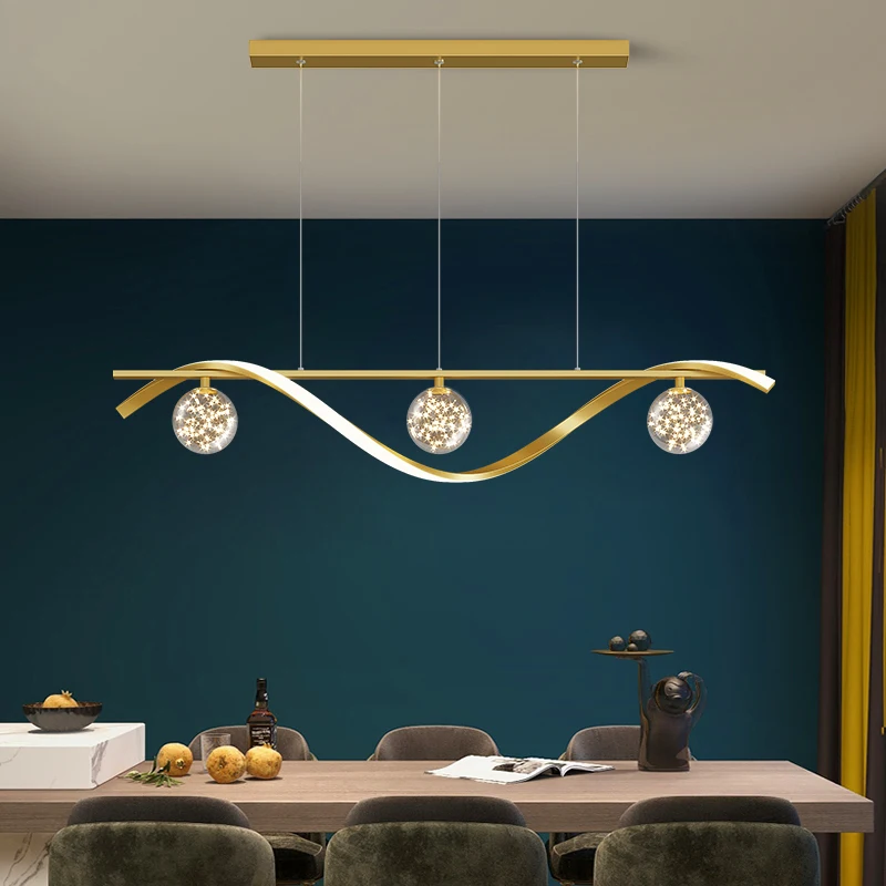 

Home Decoration LED Pendant Lamp Dining Room Restaurant Kitchen Table Hanging Chandeliers Lighting Black Gold Luminaria Lustre