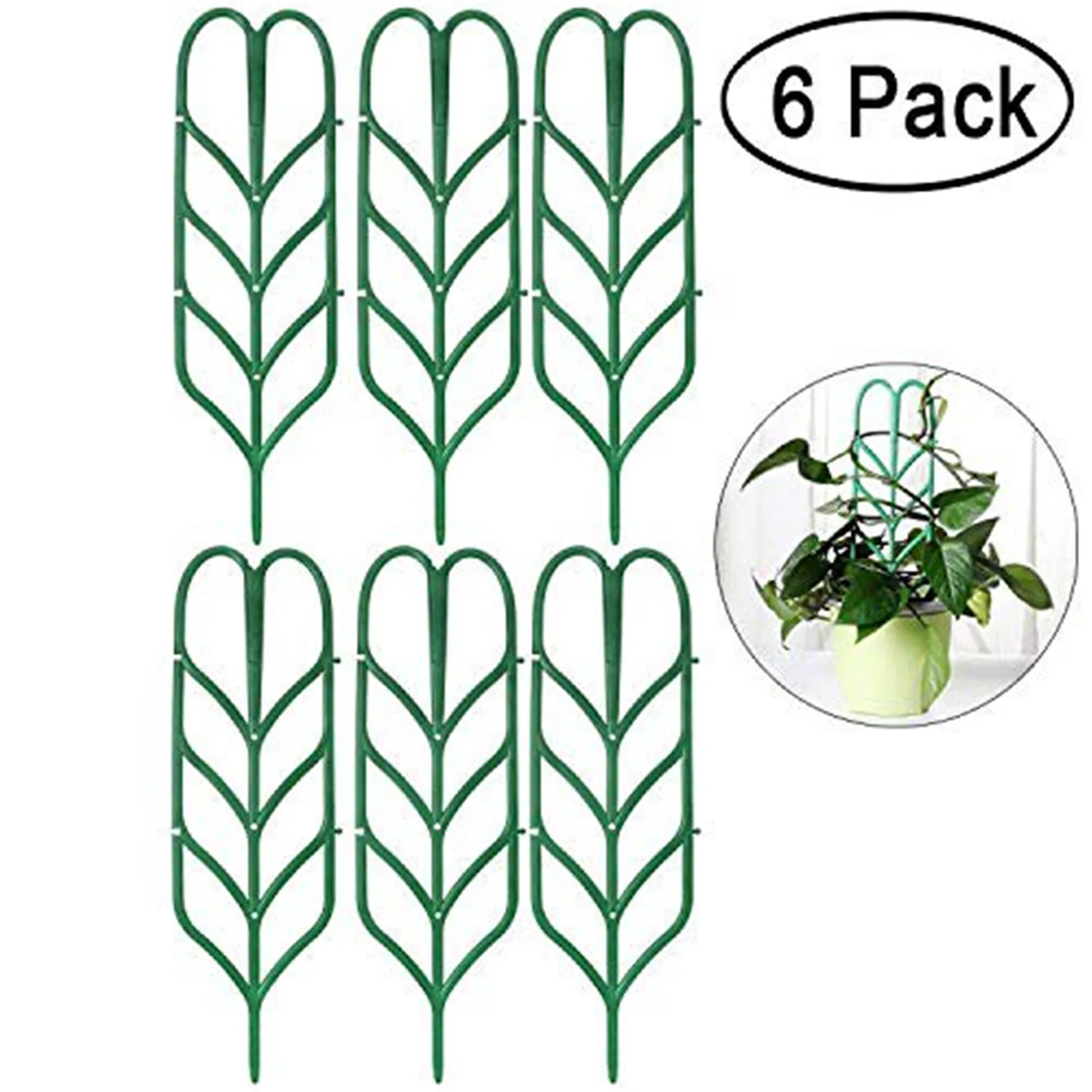 

6pcs Mini Diy Leaf Shape Garden Trellis Plants Lattice Pots Supports For Climbing Plants Potted Vines Ivy Cucumbers Garden