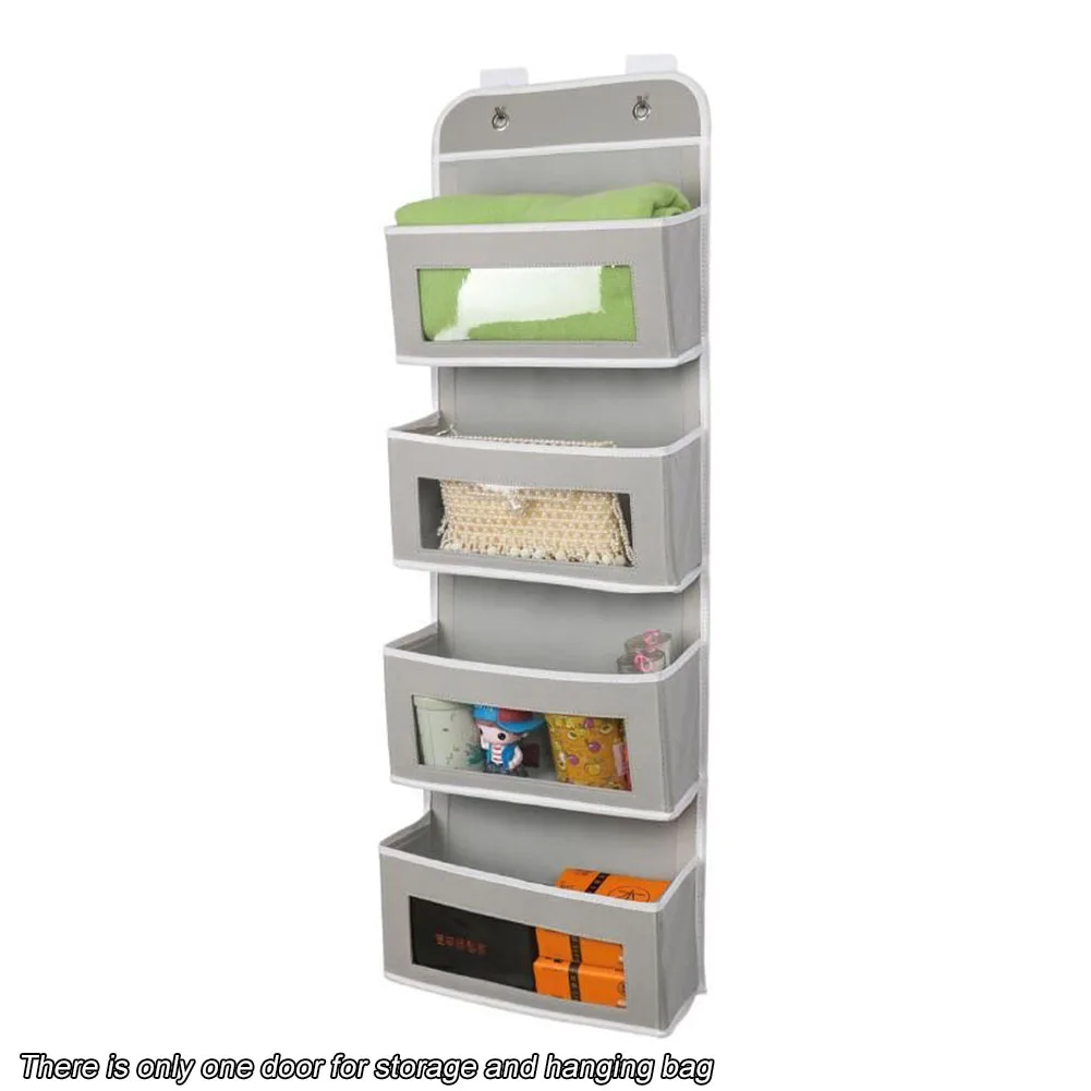 

With 4 Pockets Clear Window Hooks Space Saving Dorm Over The Door Organizer Storage Bag Closet Wall Hanging Bathroom For Pantry