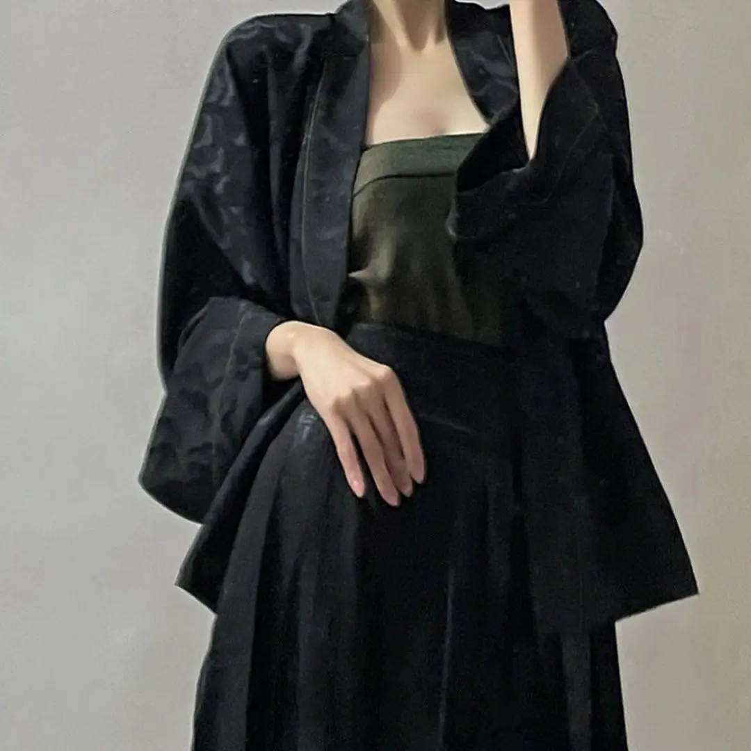 Новое китайское жаккардовое платье Hanfu на пуговицах винтажное с высокой талией