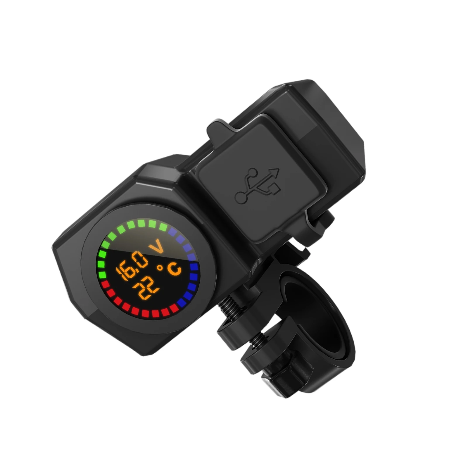 

Motorcycle USB Car Charger USB Car Charger Socket With Digital Voltmeter Temperature Display Car Power Outlet Waterproof Socket