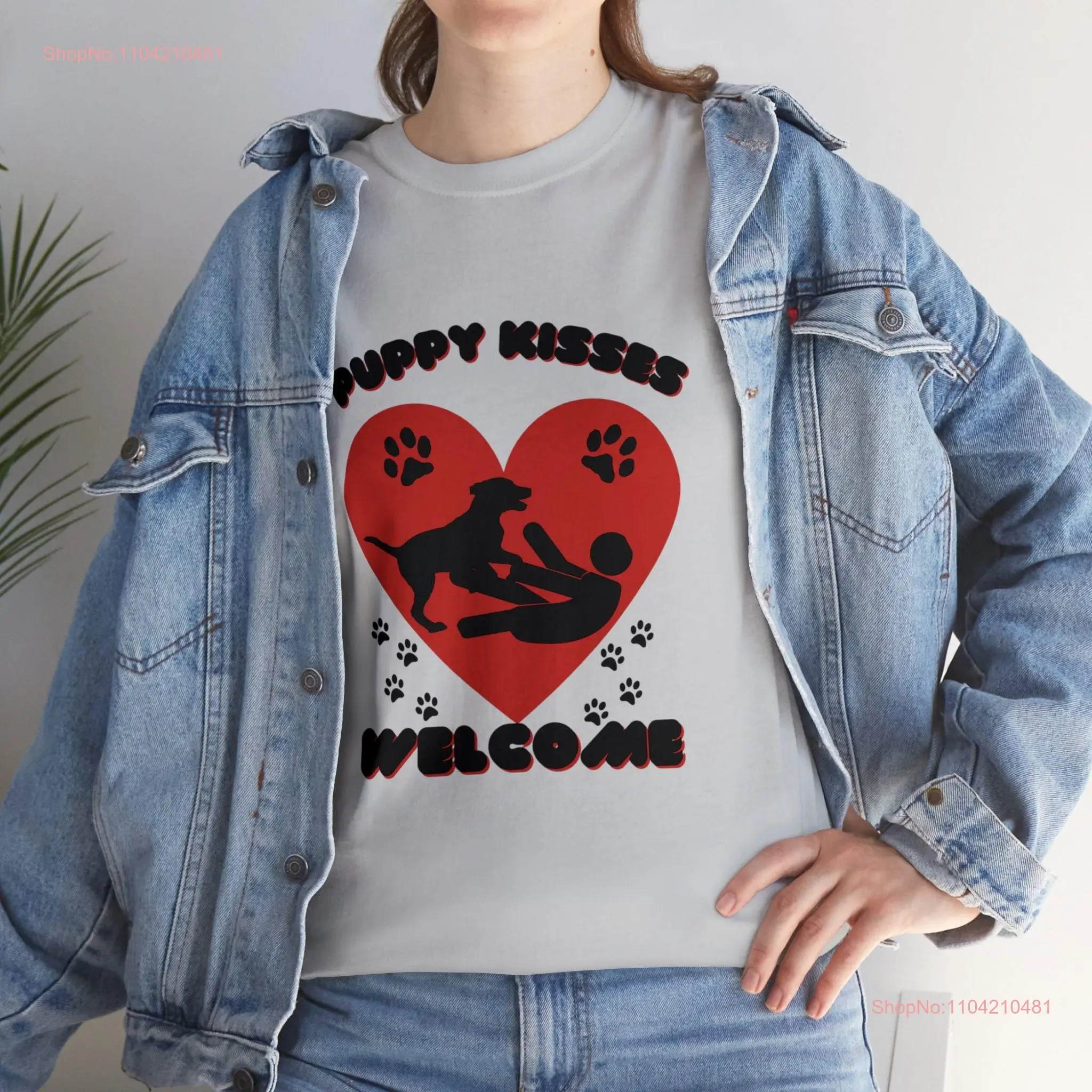 Футболка Puppy Kisses Welcome Dog Pet Lover GifT с длинными или короткими рукавами