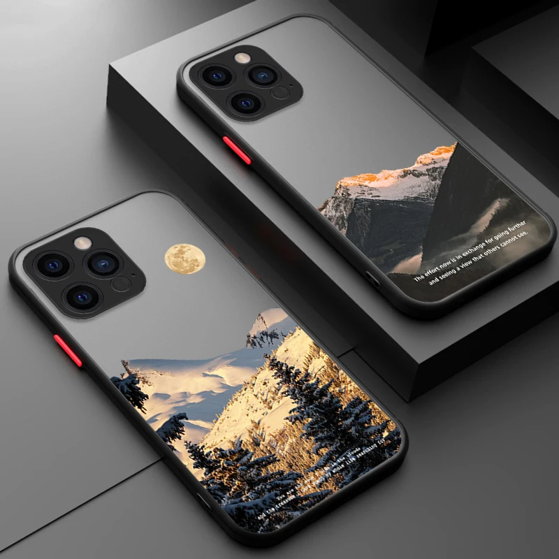 

Aesthetic Snow Mountain Phone Case For iPhone 12 Mini 13 11 Pro Max XR XS X 7 8 Plus SE2 Clear Back Shockproof Soft Bumper Cover