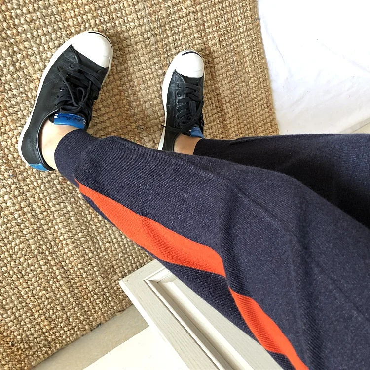 Plus Size Mumuqi Plus size women clothing Chubby Girl Elastic Waist Contrast Color Grandma's Pants Knitted Harem Casual...