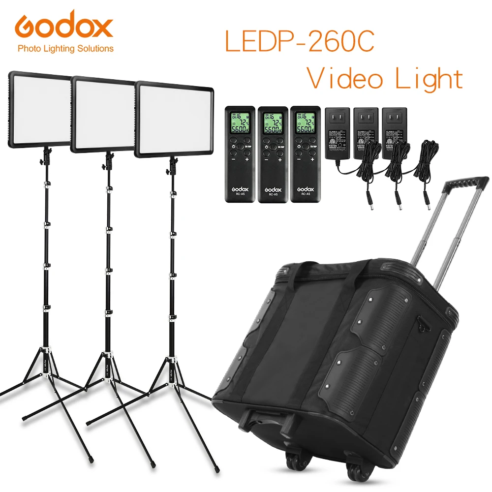 

Godox 3x LED P-260C 3300-5600K LED светильник Light непрерысветильник, фото-и видеосъемка с светильник вкой и переносным чехлом