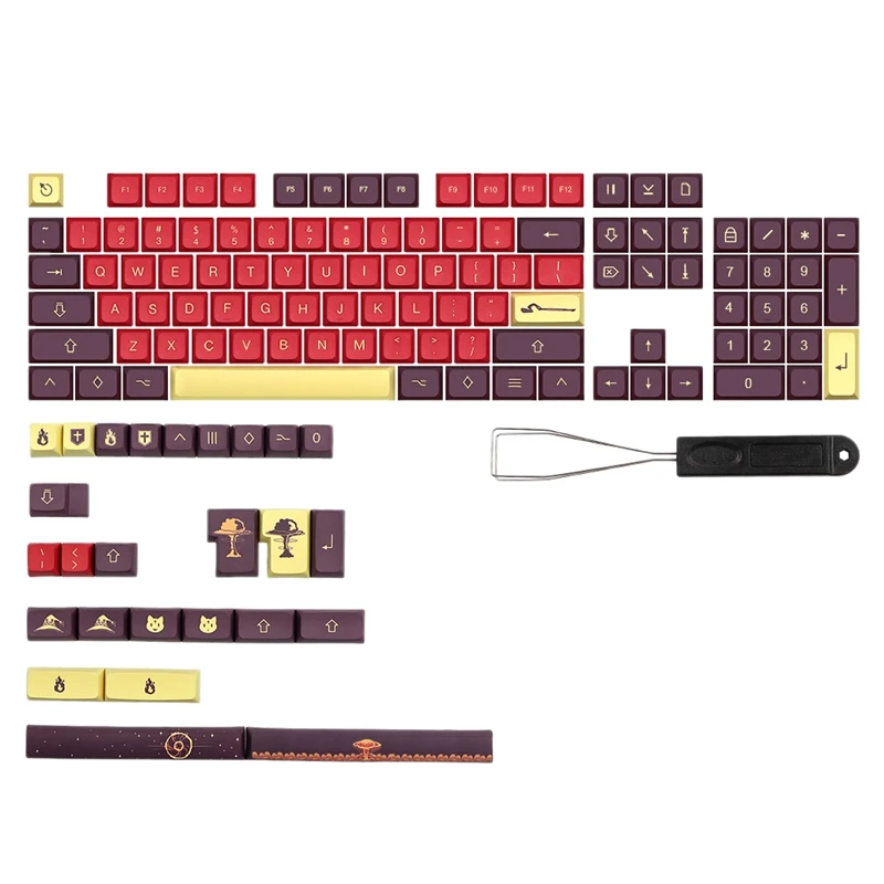 130-Key PBT Keycaps Five-Sided Sublimation XDA Height 6.25/7U Mechanical Keyboard Keycaps Support GK Series Split Space